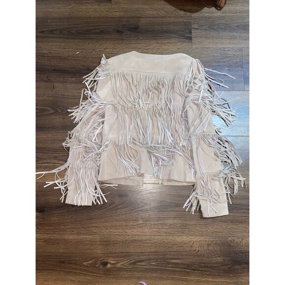 EUC Intermix Beige Suede Fringe Tiered Jacket Women’s Sz: Petite Boho Festival - Picture 11 of 15